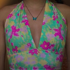 Floral halter top